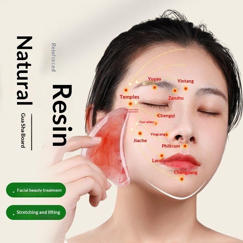 2 шт. SPA Gua Sha Массажная доска Смола Скребок для лица, глаз, шеи, спины, тела, ног Уход за кожей