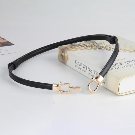 Женский тонкий тонкий ремень, пара пряжок, дизайн талии, поясной ремень с золотой пряжкой, регулируемая длина, ремень из искусственной кожи, аксессуары для одежды