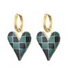 Colorful Love Heart Pendant Gold Color Stainless Steel Earrings For Women Jewelry Vintage Statement Enamel Round Hoop Earrings