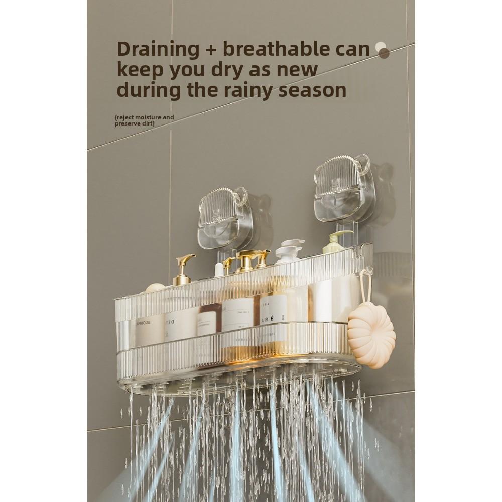 Полка на присосках, Ванная комната, Туалет, Бесшовная, Без сверления, Легкая роскошь, Косметика, Туалетный столик, Настенный ящик для хранения.