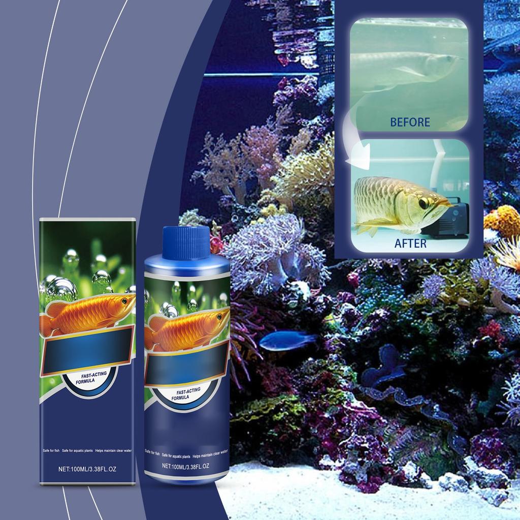 Аквариумный альгицид Очиститель воды для аквариума Уменьшает отходы ил Восстанавливает рост воды 100 мл