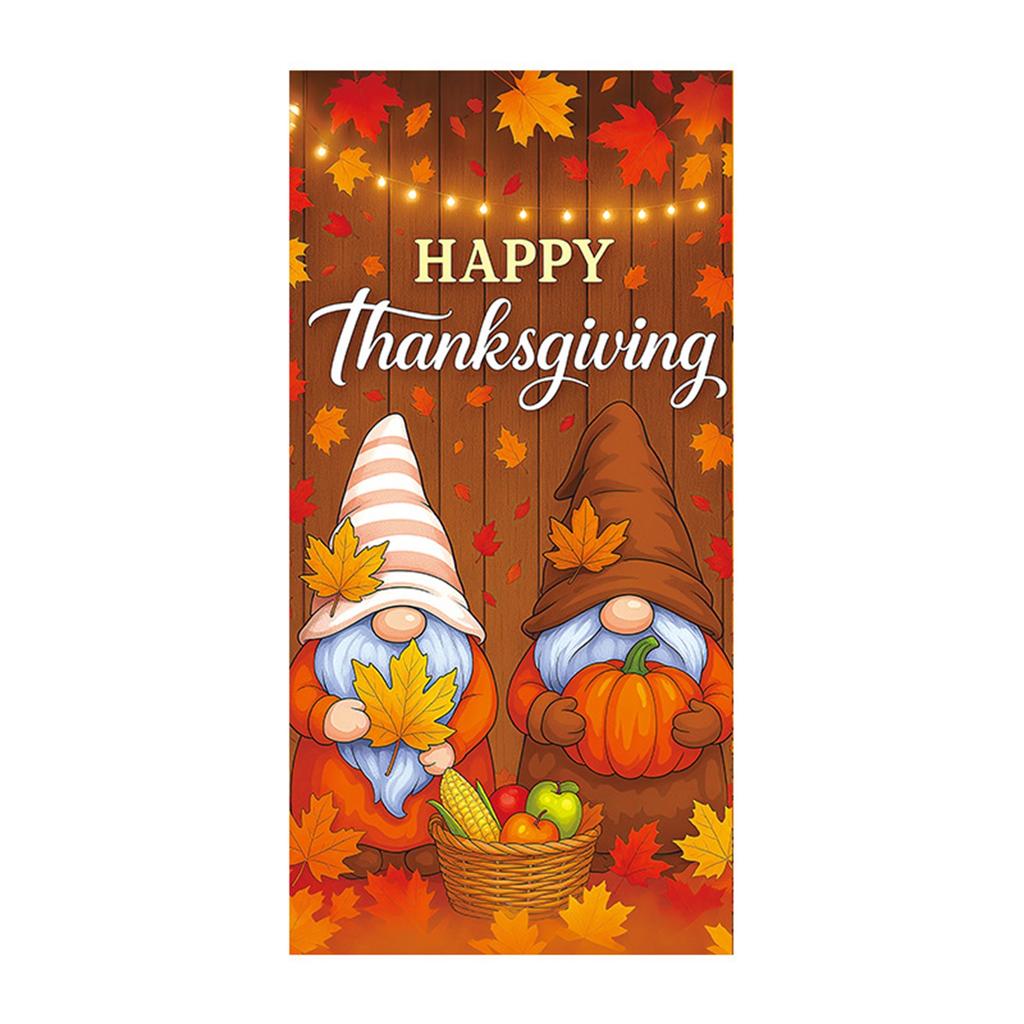 90*180cm Thanksgiving Gnome Door Curtain Decoration Happy Thanksgiving Day Decorations