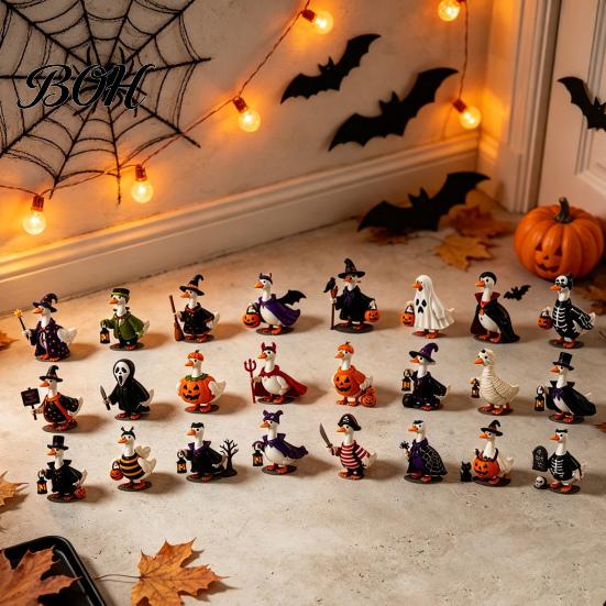 Halloween Advent Calendar Goose 2026, 24 Day Countdown with Spooky Desk Ornaments Acrylic Duck Ornaments, Collectible Gift for Kids Teen Adults