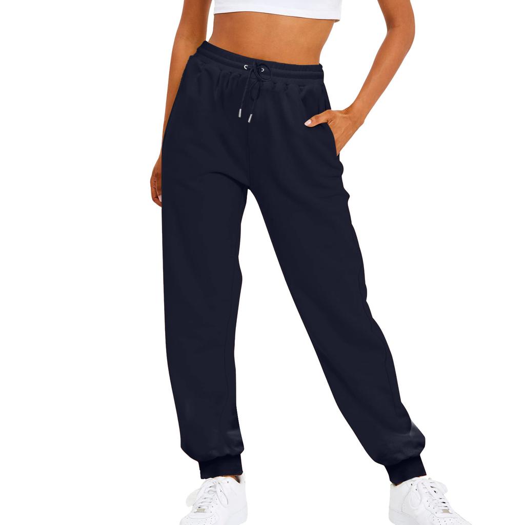 Women's Sweatpants Solid Color Waist Joggers Loose Fit Fleece Sweatpants Streetwear Gym Workout Running Pants