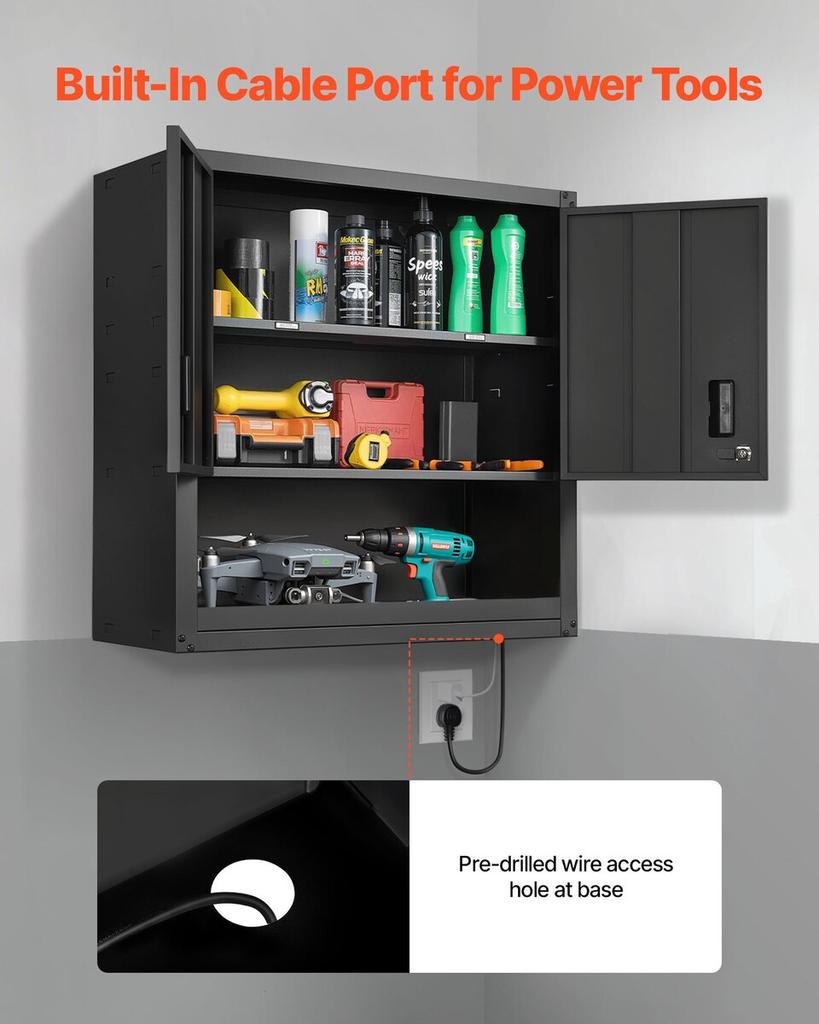 Metal Wall Cabinet, 76.2W x 30.5D x 76.2H Inch, Steel Floating Hanging Storage Cabinet with Locking Doors and Adjustable Shelf for Garage, Basement,