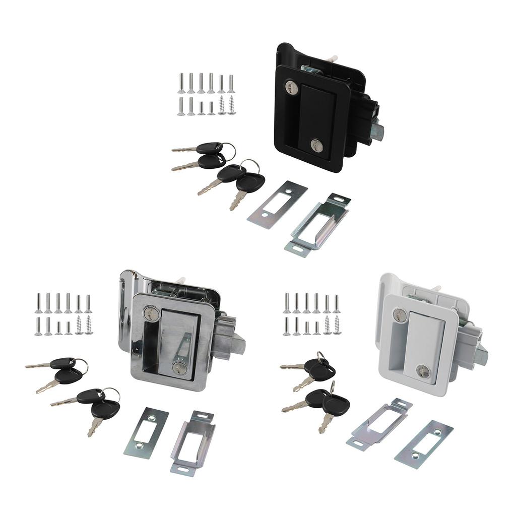 RV Door Lock Inside Outside Double Open Door Lock for Camper Caravan Trailer Replacement RV Entry Door Lock Latch Handle