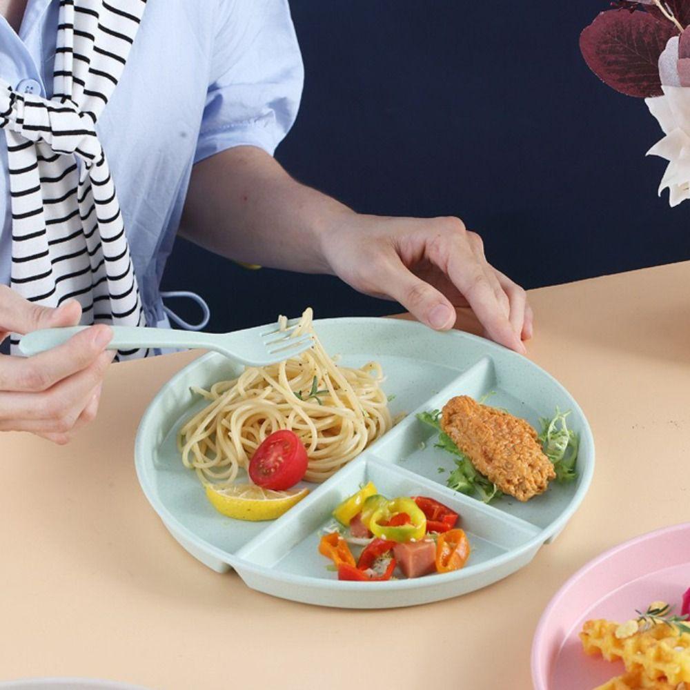 3 сетки, круглая разделенная тарелка, многоразовая тарелка с отделением, кухонная посуда, поднос для еды, завтрак