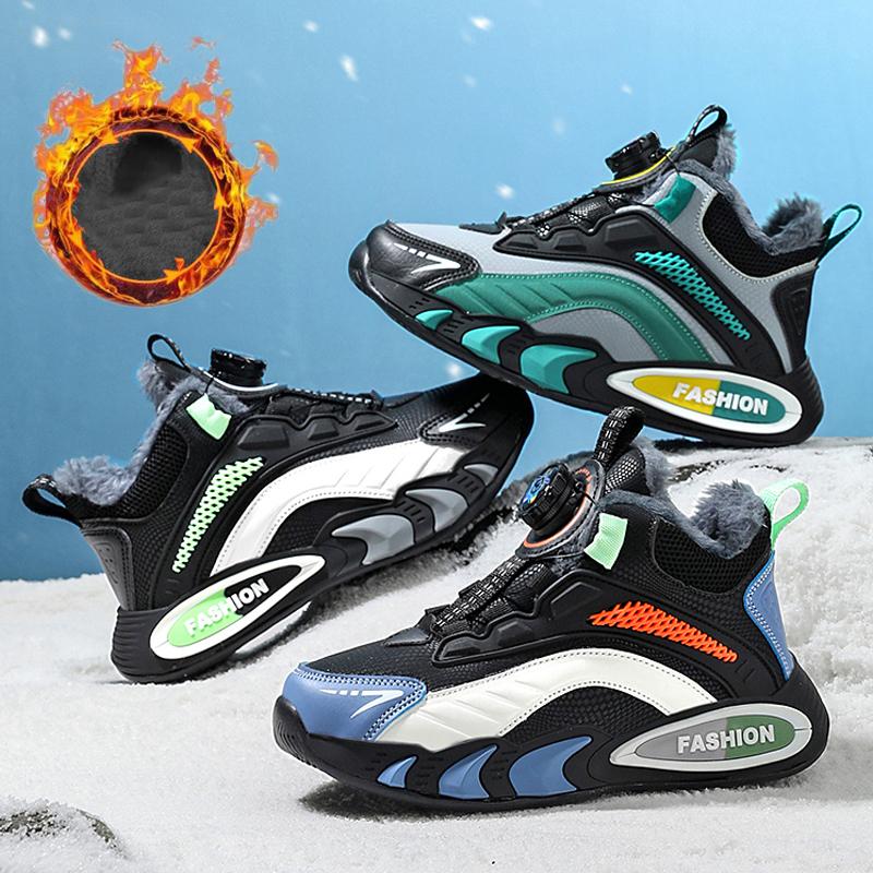 Winter Children Anti Slip Wear Resistant Velvet Warm Cotton Shoes Sports Leisure Sneakers Snow Boots for Kids