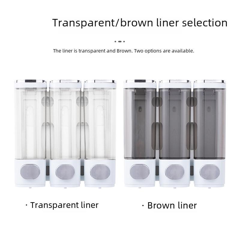 Настенный дозатор для тройного мыла без перфорации для ванной комнаты - жидкости для мытья рук, ванны, ухода за волосами