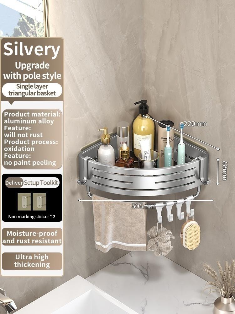 Нет необходимости сверлить стены для установки Алюминиевая полка для ванной Полки Подставка для шампуня Держатель для хранения Кухонный органайзер Настенная полка