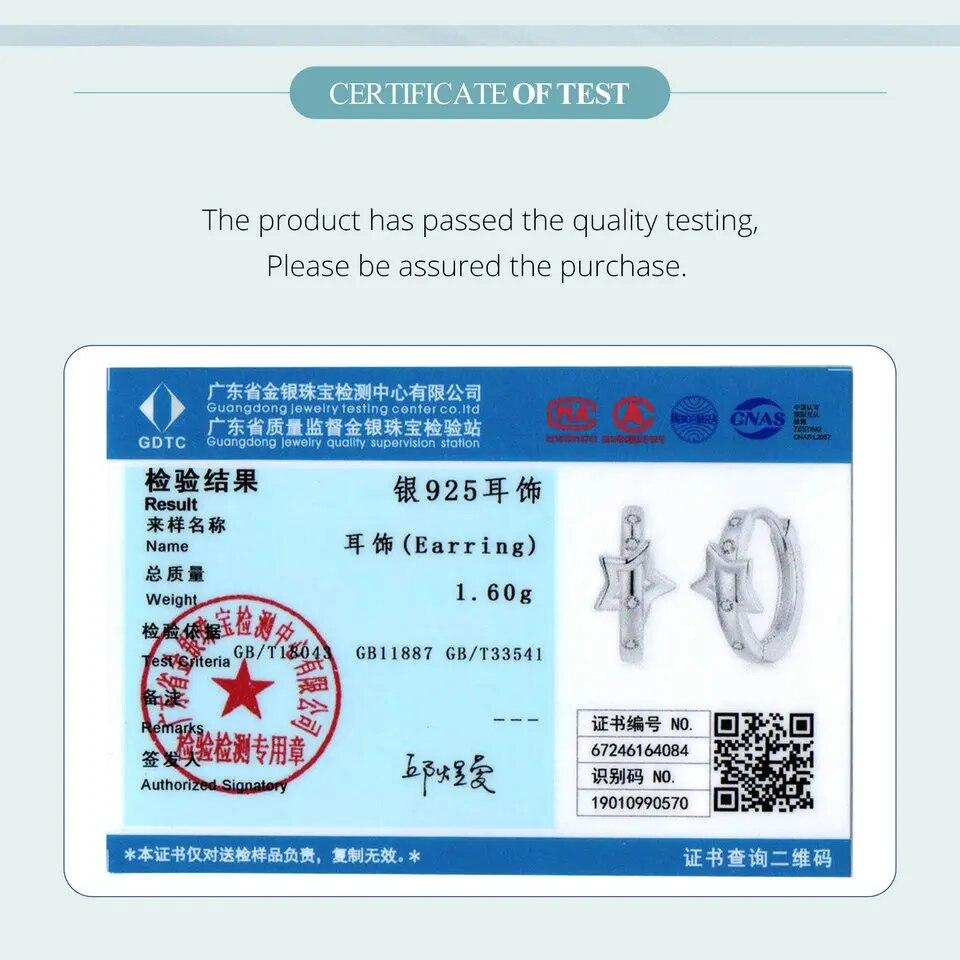 Серьги Huggie BAMOER с покрытием из белого золота, гипоаллергенные маленькие серьги-кольца из стерлингового серебра 925 пробы с фианитами и звездами для женщин