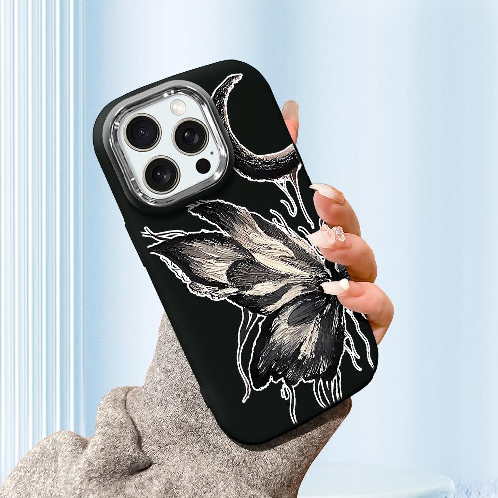 Для iPhone 15 14 13 11ProMax 14 15 16 Samsung S25 S24 S23 S22 Redmi 10 13 14C Мультяшный Черный Кот Серебристый Край Мягкий Жидкий Силикон Защитный Чехол