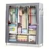 1set 3-column Simple Cloth Wardrobe, Floor Standing Clothes Storage Cabinet, Reinforced Steel Frame Cloth Wardrobe