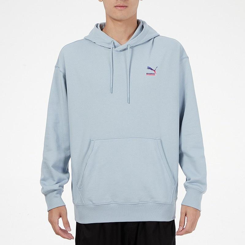PUMA Logo Hoodie 'Light Blue' Men's 534443-61
