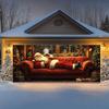 Comfortable Santa Claus and Wine Heating Garage Door Banner - 6x13 feet large polyester fiber Christmas decorationZL