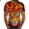 Мужская футболка с коротким рукавом и принтом тигра 3D Digital Crew Neck - модные дышащие удобные летние футболки большого размера