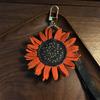 Sun Flower 3D Genuine Leather Handmade Keychain Bag Charm Personalized and Minimalist Decoration