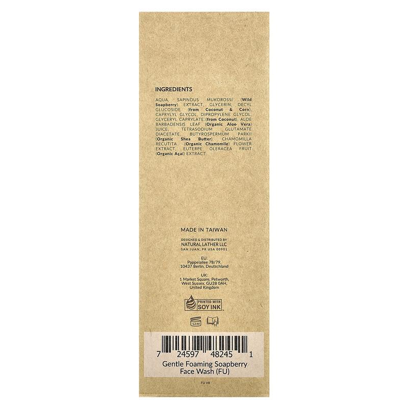 Soapberry Gentle Foaming Face Wash, For Dry, Sensitive Skin, Raw Unscented, 4 fl oz (120 ml)