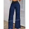 Women's Hollow Waistband Pants with A Slightly Flared Style, High Waisted Casual Wide Leg Pants