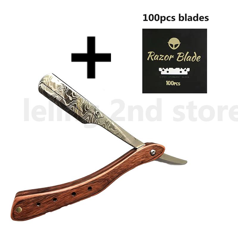 1 шт. Деревянная профессиональная ручная бритва с прямым лезвием из нержавеющей стали, острая парикмахерская бритва, складной бритвенный инструмент для стрижки бороды