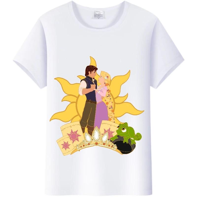Disney Cartoon Women Blouses Tangled Princess T-shirts Summer Tops Korean Streetwear Y2k Harajuku Oversized Clothes Girl Tshirts