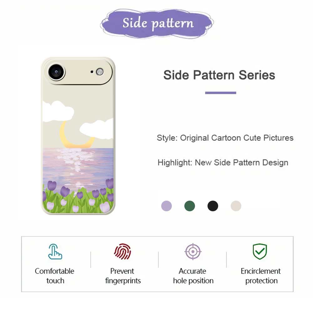 For iPhone 17 Air Case Flowers and Sea Pattern Printing Straight Edge TPU Phone Back Cover