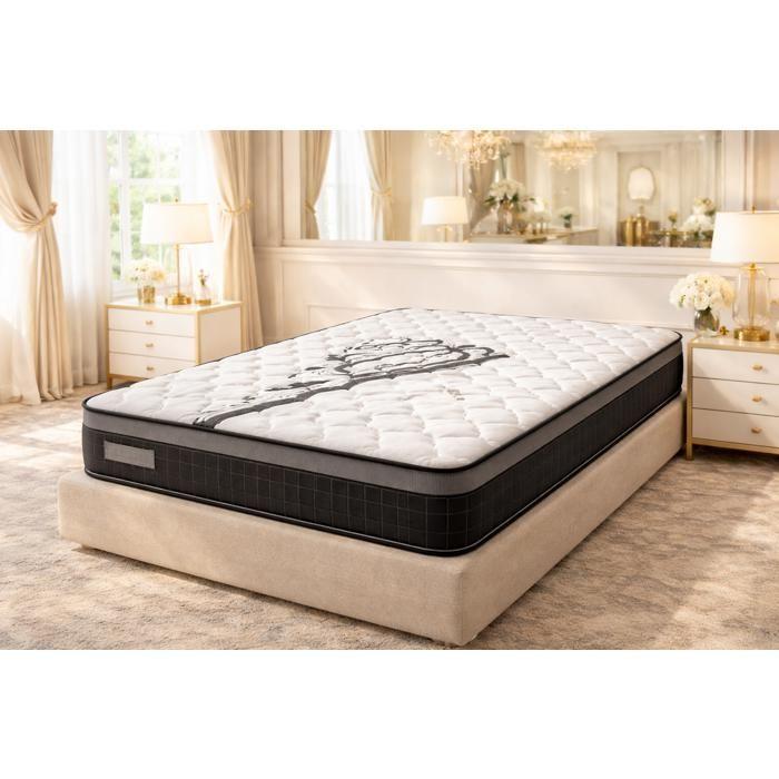 Matelas 140x200 25 cm IZIABELLA - Mousse polyuréthane Très ferme, 2 faces, tissu stretch 220 g/m²
