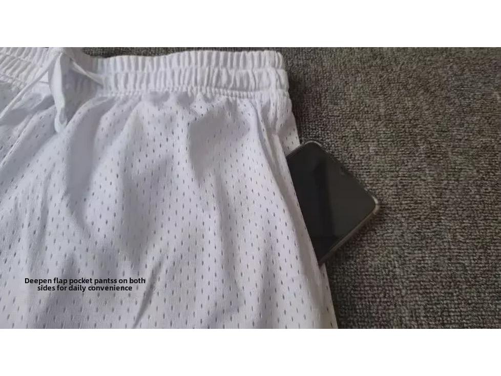 Мужские летние шорты для баскетбола с тремя очками 2024 года — быстросохнущие, высокоэластичные, дышащие, ниже колена, имитация двухкомпонентного дизайна