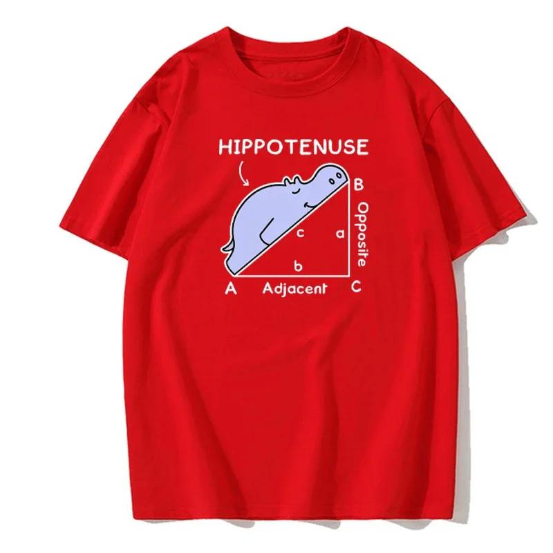 Hippo Sleeping On Math Problem Print Man Tshirts Summer Tshirt Breathable O-Neck Short Sleeve Harajuku Loose Tshirt Cotton Tops
