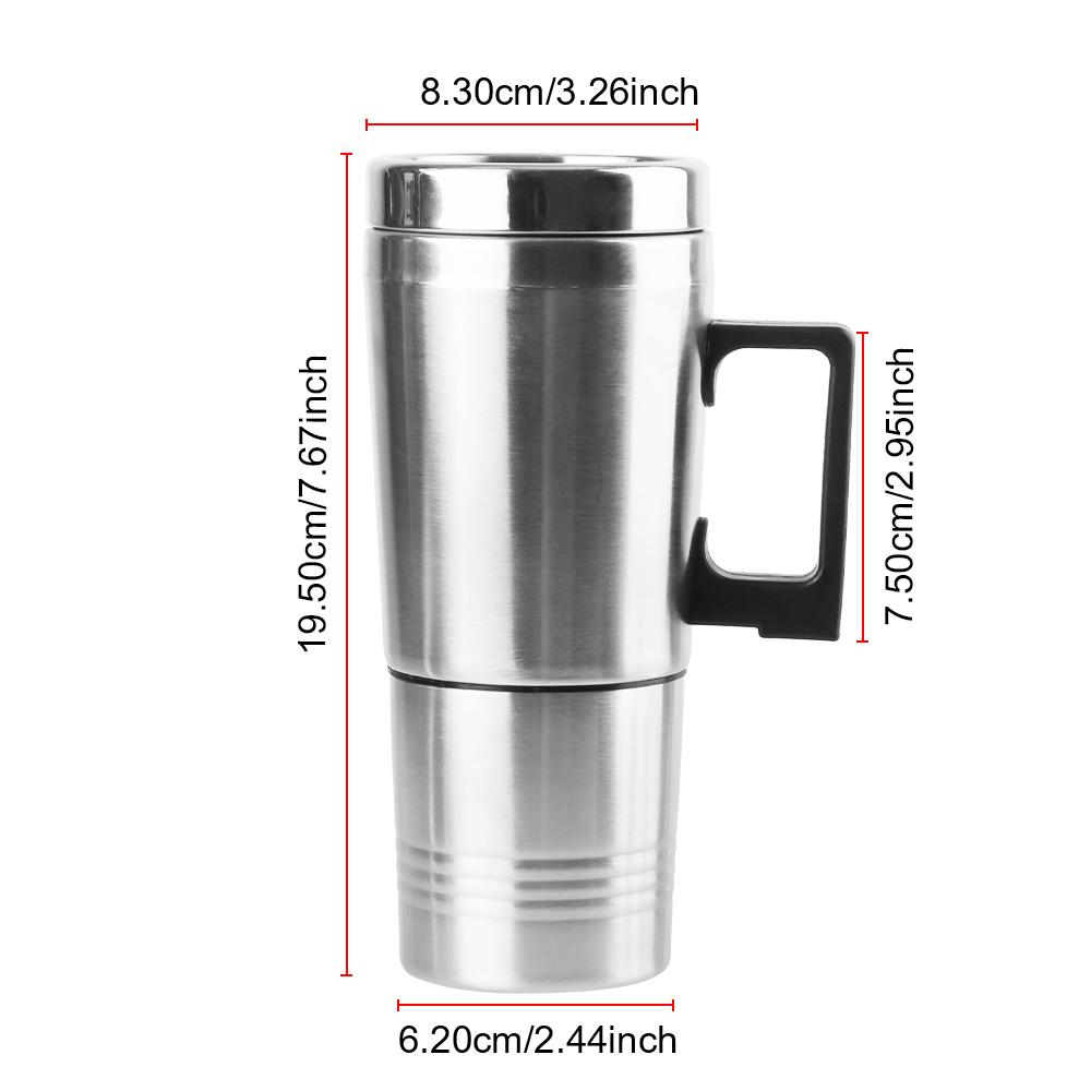 Термокружка для воды, кофе, молока, 12 В/24 В, 300 мл, электрический нагревательный автомобильный чайник, походный дорожный чайник, чашка для подогрева автомобиля, портативная из нержавеющей стали