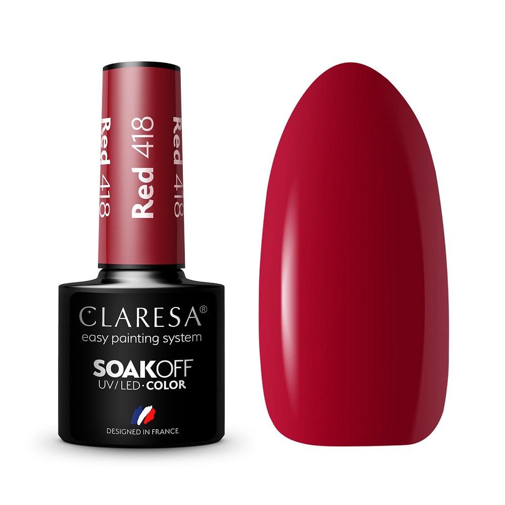 Claresa Soak Off UV/LED Hybrid Nail Polish Red 418 - 5g