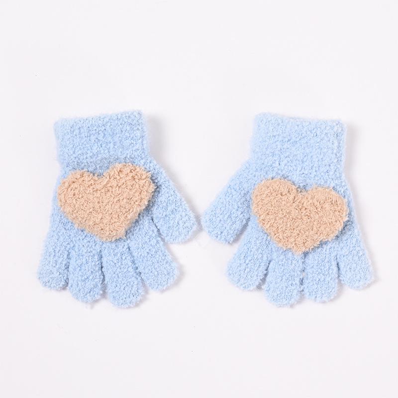 Cozy Five-Finger Knitted Children's Gloves for Autumn/Winter