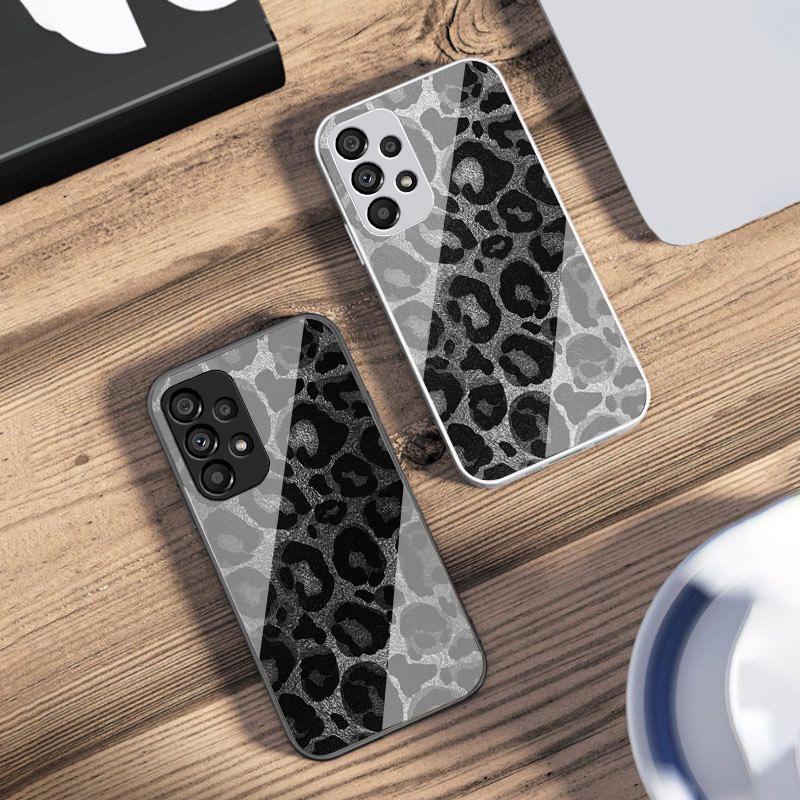 Серый Леопардовый Твил Для Samsung Galaxy S10 4G S20 11E 30 S21 22 S24 Fe Pro S23 S25 Ultra 5G S9 Закаленное Стекло Чехол для Телефона