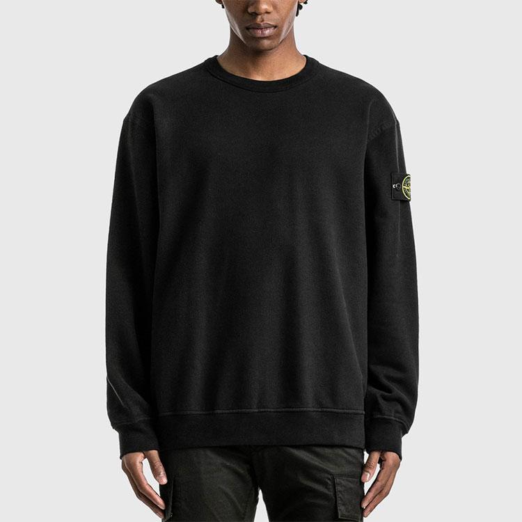 STONE ISLAND FW22 Свитшот мужской свободного кроя однотонный с круглым вырезом черный 771561720-V0029