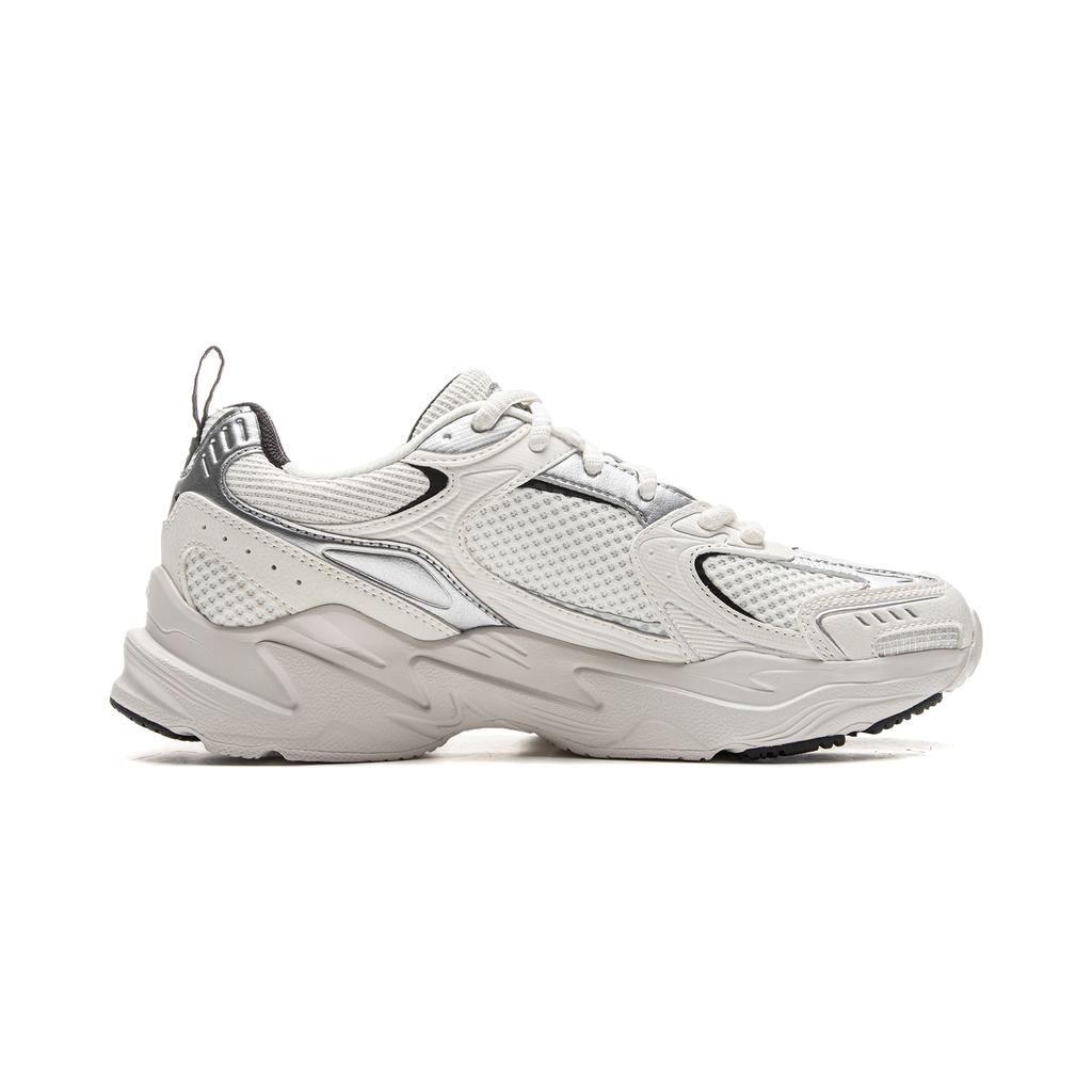 New LiNing Meteor 2K Shock Absorbers Slip Resistant Abrasion Resistant Low Top Chunky Sneakers Women's White Silver AGCU358-1