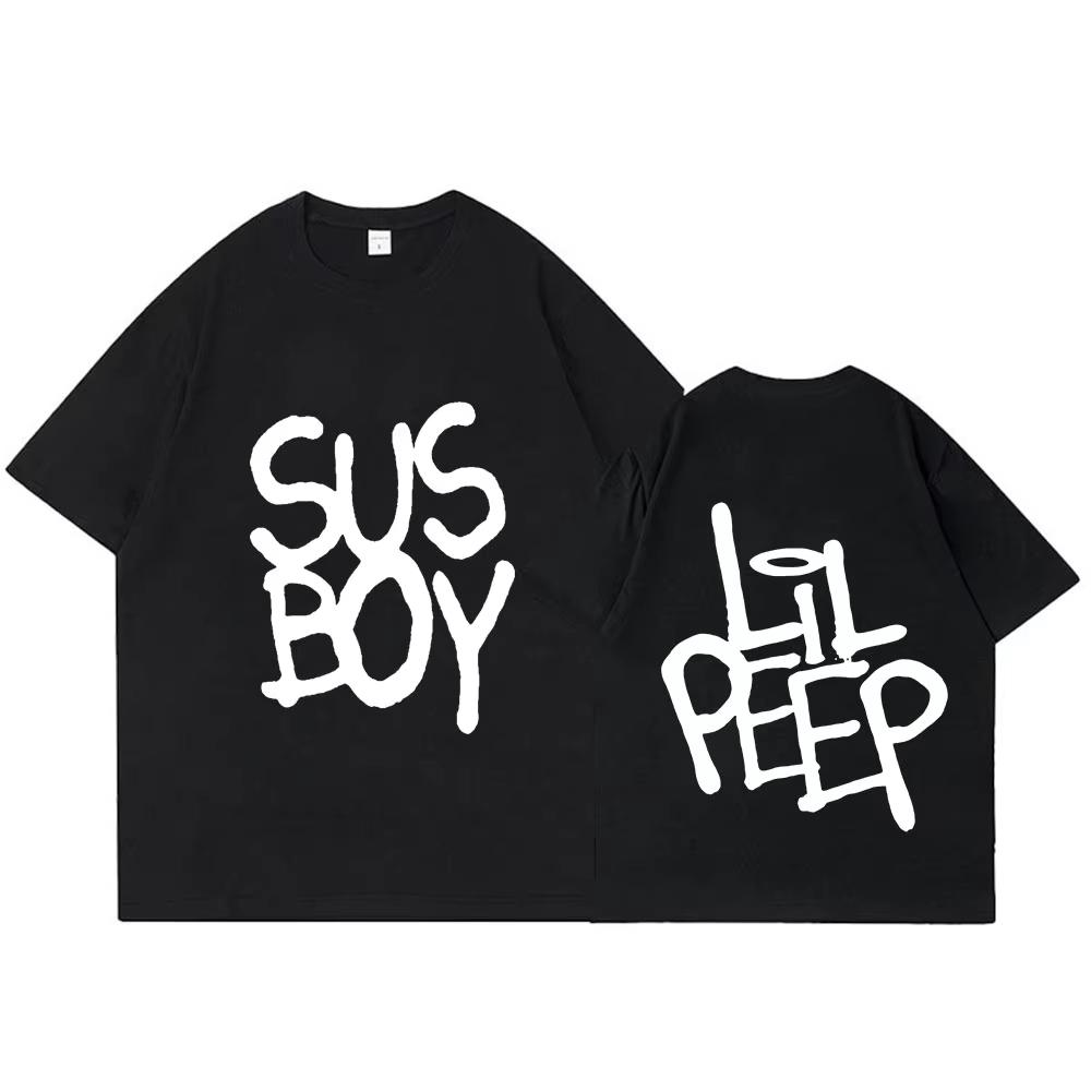 Горячий рэпер Lil Peep Sus Boy Розовая футболка Мужская Женская Мода Хип-хоп Футболка с коротким рукавом Высокое качество Y2k Короткие рукава Классическая