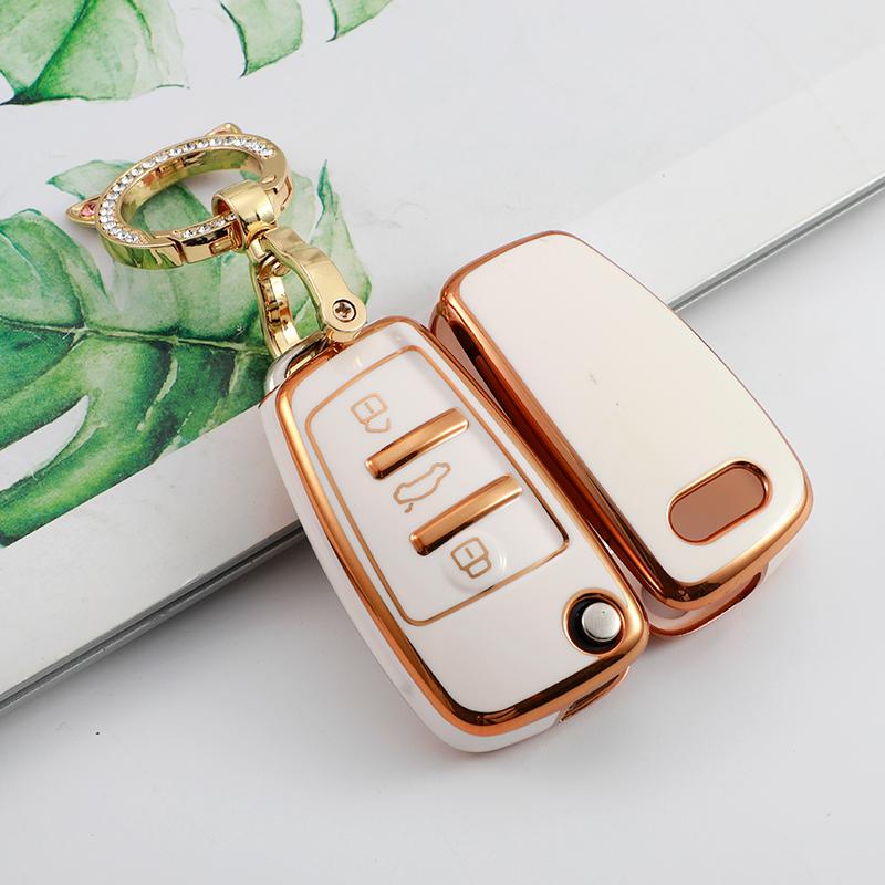 Soft TPU Car Remote Key Cover Case for A3 8P A4 B7 B8 B5 B9 B6 A1 A5 Q7 Q5 A6 4F C6 C5 C7 C4 TT Q3 S3 A7 A8 C4 8N 8V 8L RS3 Keychain Accessories