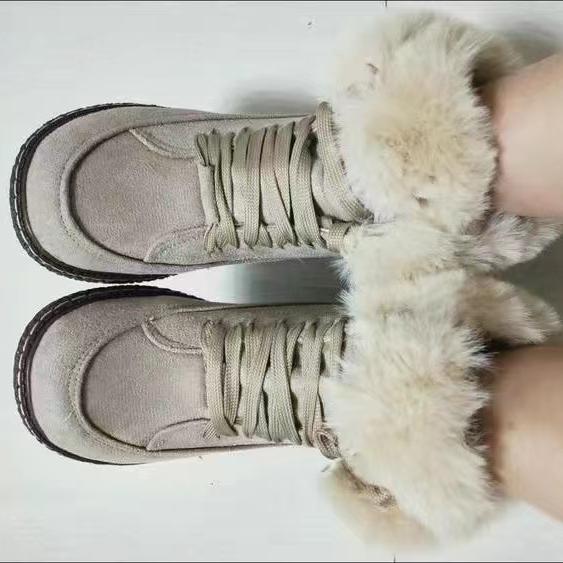 Зимние сапоги, женская зимняя плюшевая теплая хлопковая обувь, универсальная нескользящая шерстяная хлопковая обувь на шнуровке на толстой подошве