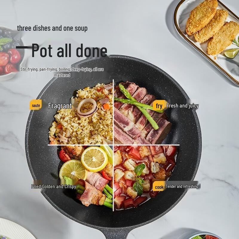 COOKER KING Maifan Stone Non-stick Flat-Bottom Wok 30cm