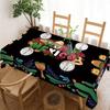 Vibrant Mexico Cactus Floral Folk Element Table Cover Scalloped Edge Waterproof Tablecloth for Cinco De Mayo Holiday Table Decor