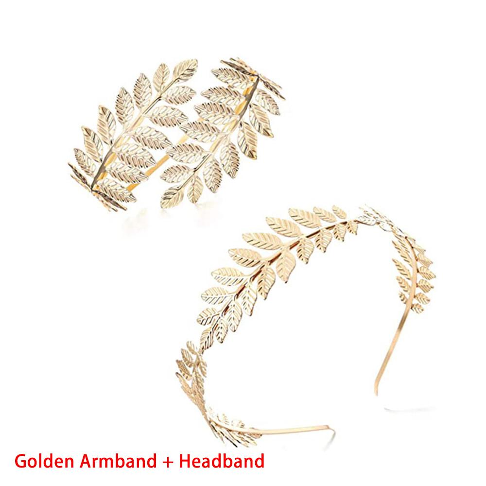 2 шт., повязка на голову греческой богини, манжеты, свадебный комплект, ветка лаврового листа, браслет для женщин, вечерние