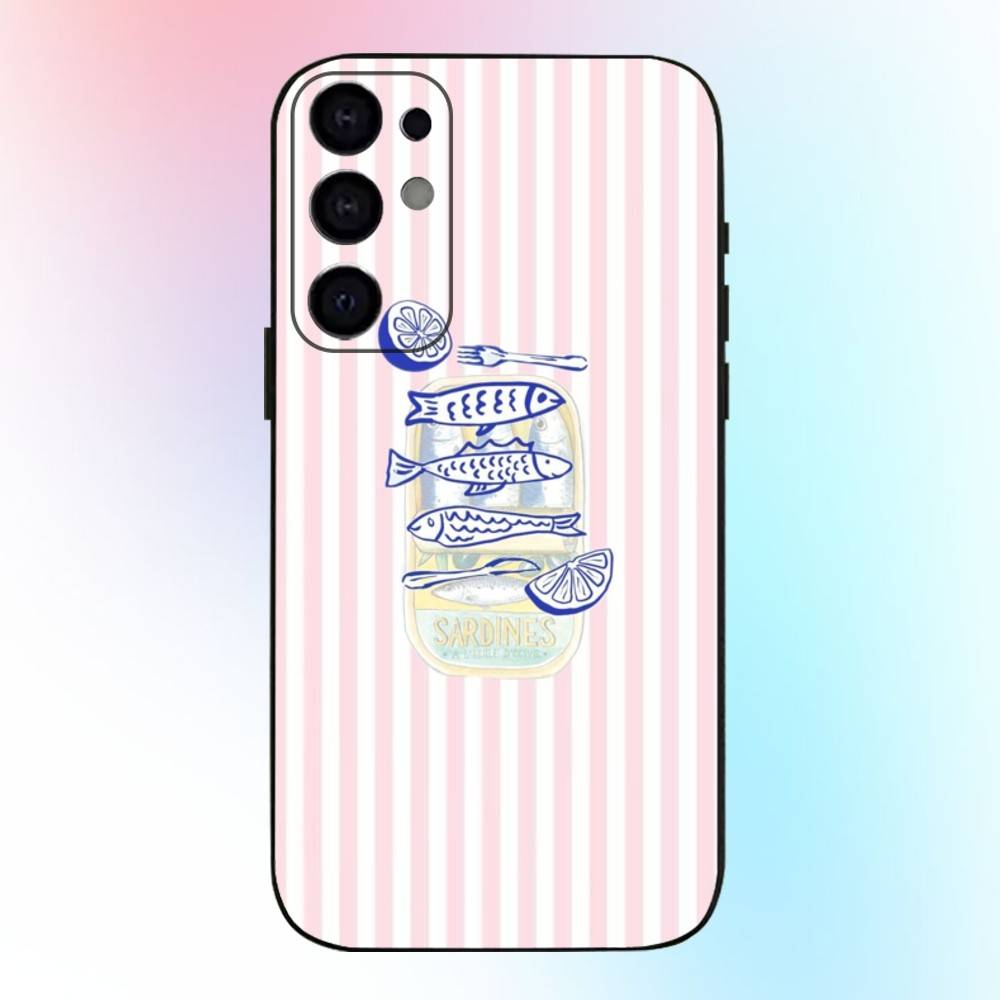 Сардины Цветная Рыба Смешной Чехол Для Телефона Для Samsung S25,S24,S21,S22,S23,S30,Ultra,S20,Plus,Fe,Lite,Note,10,9,5G Черный Чехол