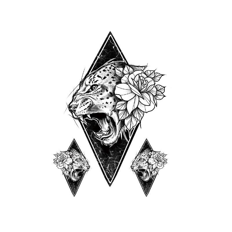 Наклейка на татуировку лиса лев тигр цветной цветок рука водонепроницаемая переводная татуировка наклейка имитация татуировки наклейка