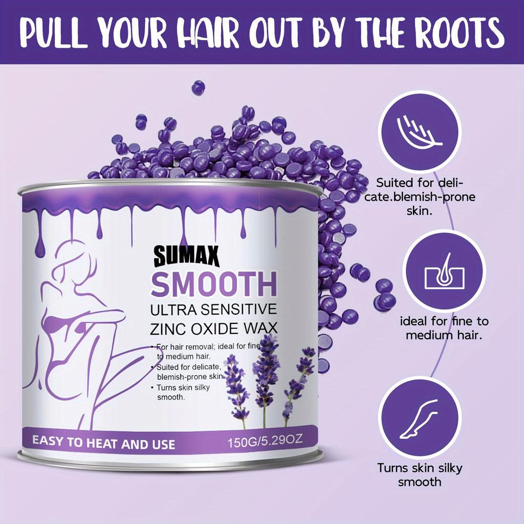 Восковые бобы для удаления волос с ароматом лаванды — не содержат спирта, безболезненны и щадящие, подходят для всех типов кожи, идеально подходят для лица и зоны бикини.