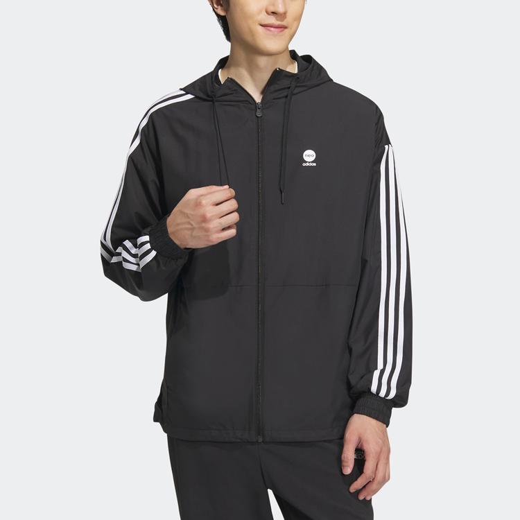 Adidas Ветровка Neo Essentials с тремя полосками, куртки унисекс, черная IA4962