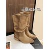 Cowhide Version~ Zhao Ruth's Same Pointed Thick Heel Piled Boots Women's Medium Tube Thin Knight Boots Western Boots Martin Boots