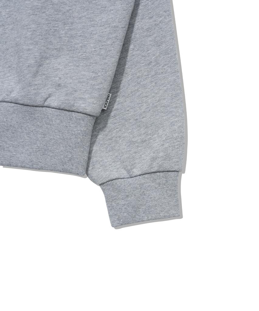 YOUHEE Hotfix Off-Shoulder Sweat Shirts_Melange Gray