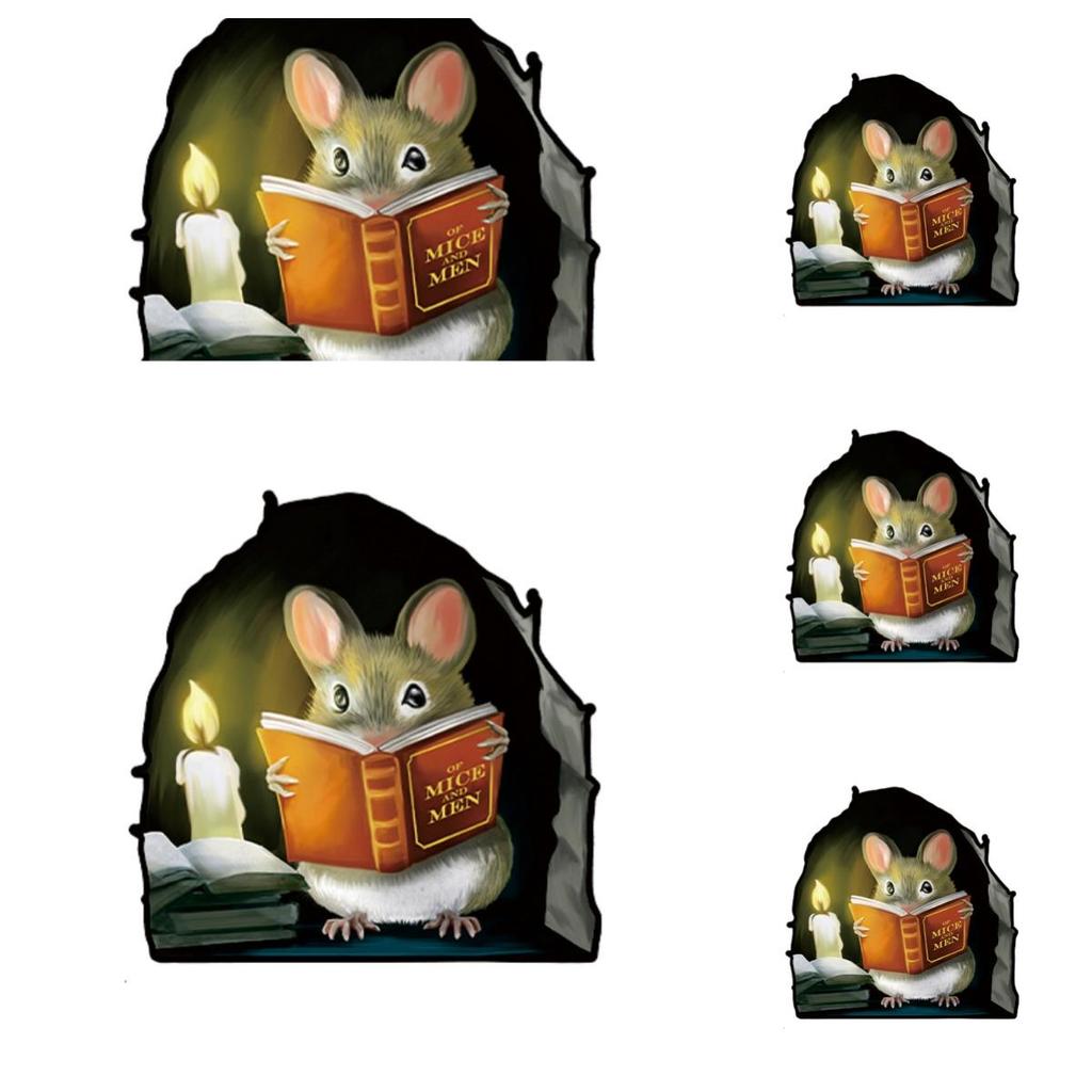Рождественская наклейка на стену с мышью, мышь для чтения книг, настенная 3D наклейка, забавная очаровательная наклейка на стену, угловая наклейка, детская комната, детская Рождественский декор