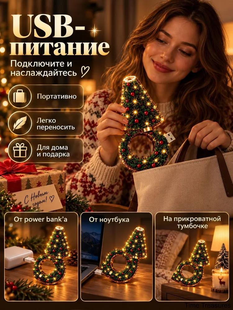 Christmas projector nightlight in the form of a Christmas tree, USB projector with 6 holiday patterns, lamp for the ceiling and walls, Christmas deco