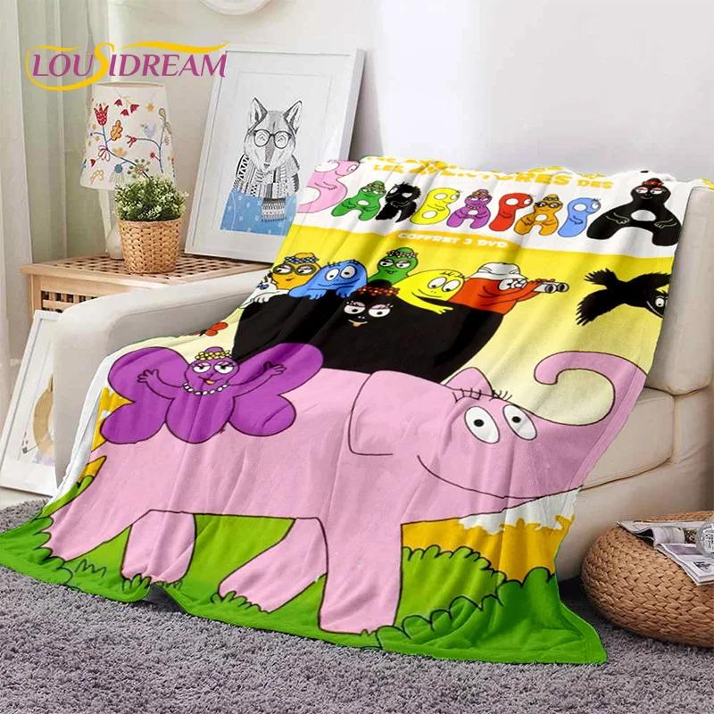 3D Cartoon Les Barbapapa Family Soft Blankets,Keep Warm Throw Blanket Comfortable Blanket for Picnic Beds Sofa Home Bedroom Kids